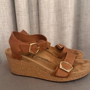 Birkenstock Papillio Tan Cork Wedge Sandals